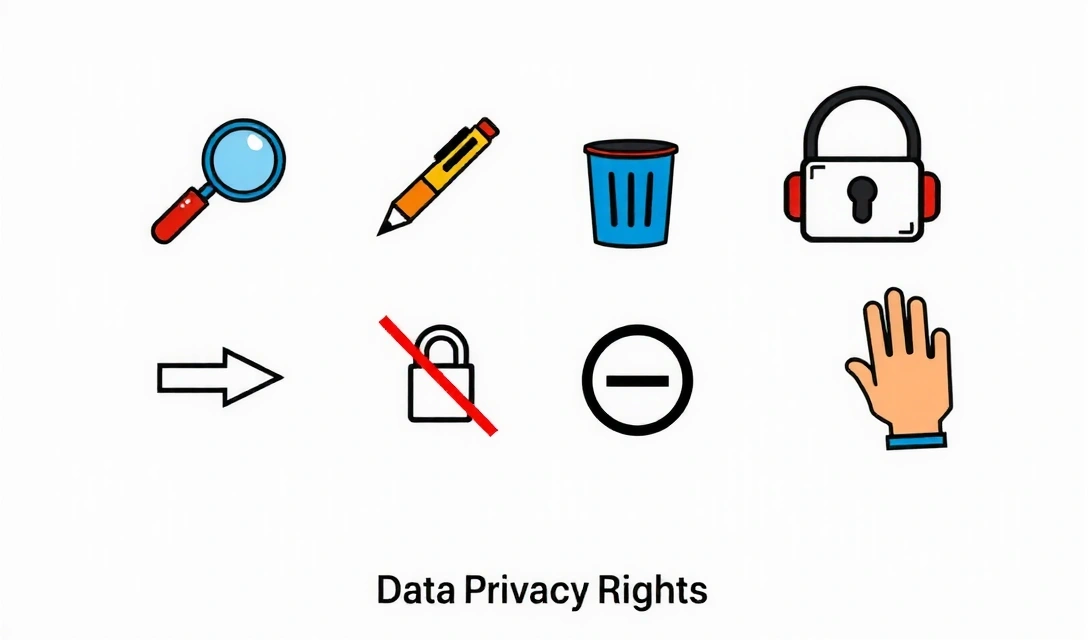 Icone astratte che rappresentano i diritti sulla privacy dei dati